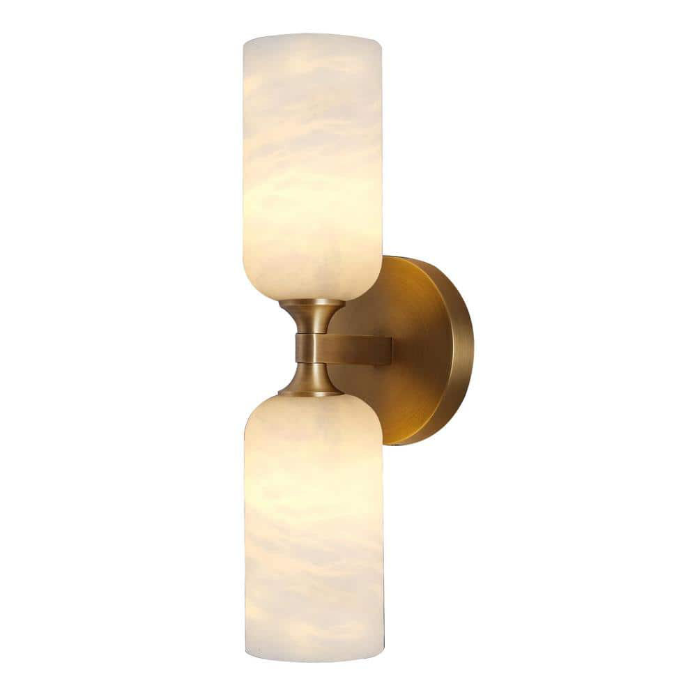 George Oliver 14" 2 - Light Dimmable Modern Alabaster Wall Sconces